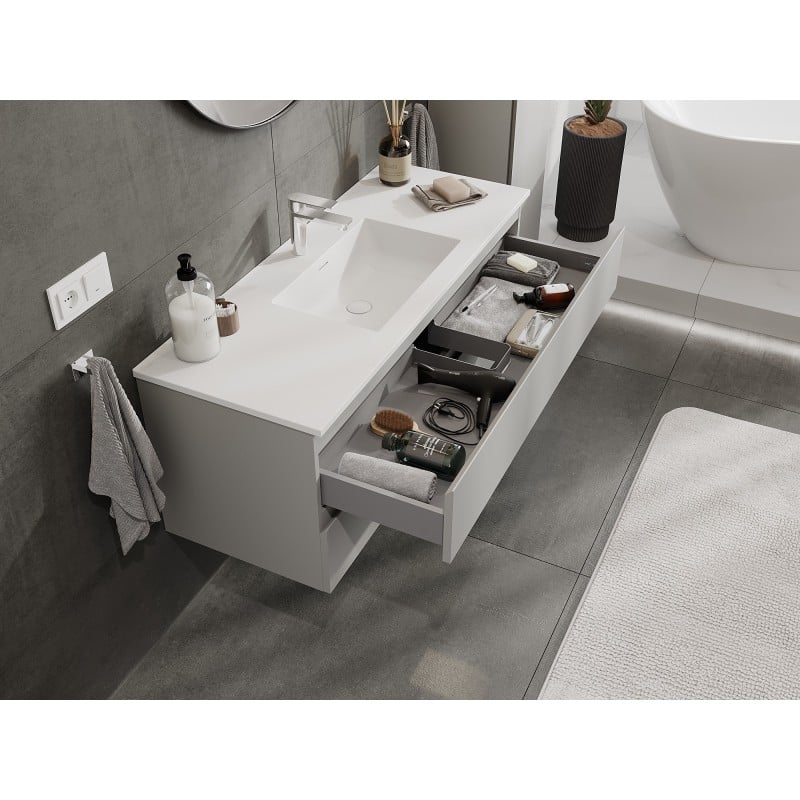 Mexen Orio meuble de salle de bains 120 cm avec lavabo Otis, 2 tiroirs, gris mat/blanc mat - 91A10-12047-2-BFF62-W18M01