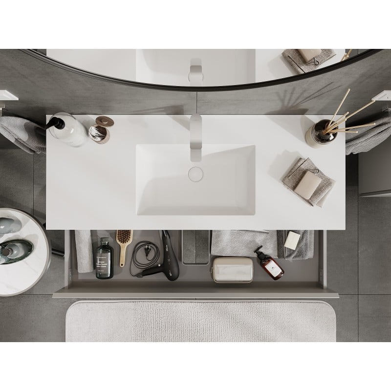 Mexen Orio badkamerkast 120 cm met Otis wastafel, 2 laden, grijs mat/wit mat - 91A10-12047-2-BFF62-W18M01