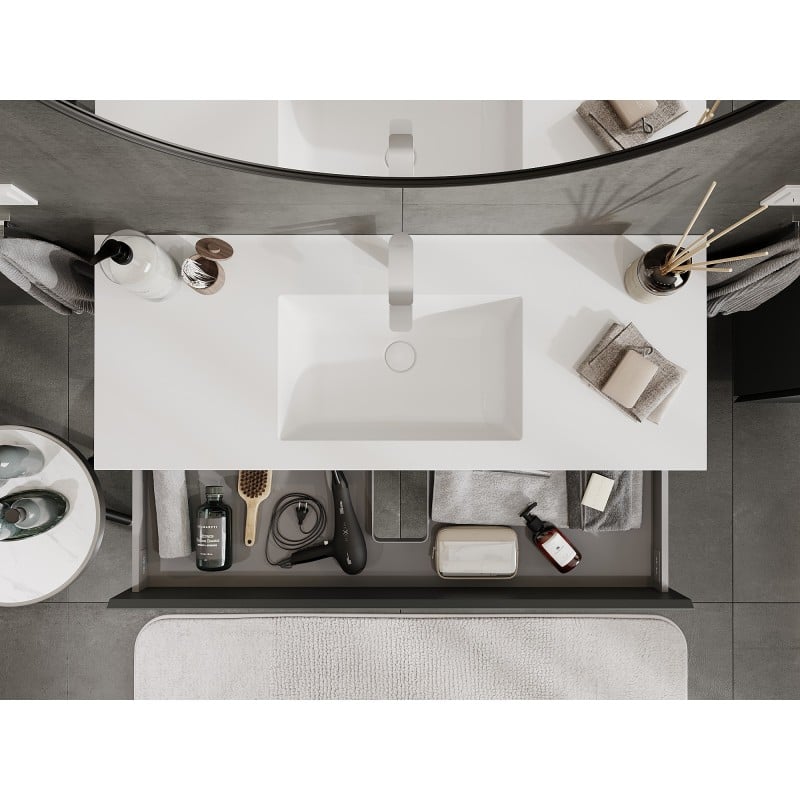 Mexen Orio armadietto da bagno 120 cm con lavabo Otis, 2 cassetti, grafite opaco/bianco opaco - 91A10-12047-2-BFF66-W18M01