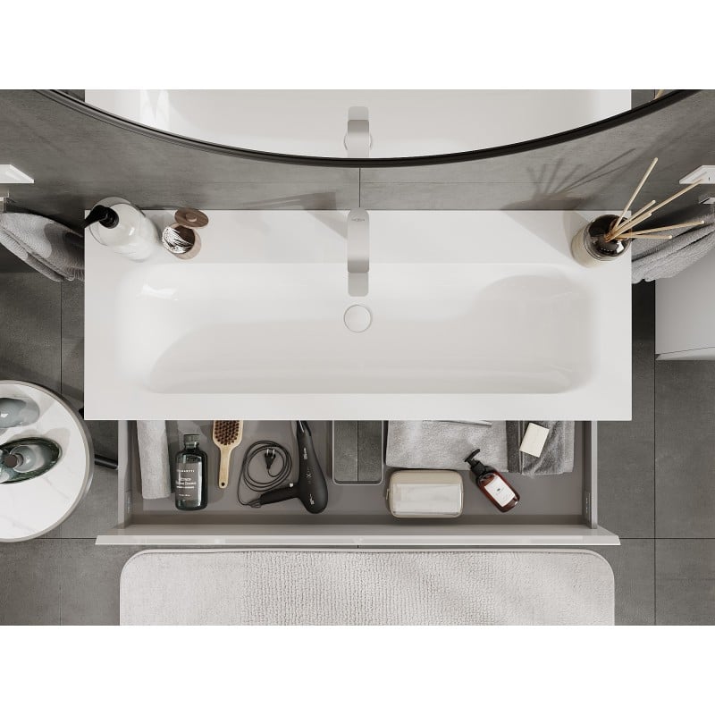 Mexen Orio armário de casa de banho 120 cm com lavatório Vela, 2 gavetas, branco brilhante - 91A10-12047-2-BFF00-W23M00