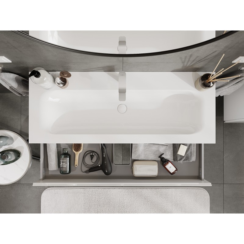 Mexen Orio meuble de salle de bains 120 cm avec lavabo Vela, 2 tiroirs, blanc brillant - 91A10-12047-2-BFF00-W23M00