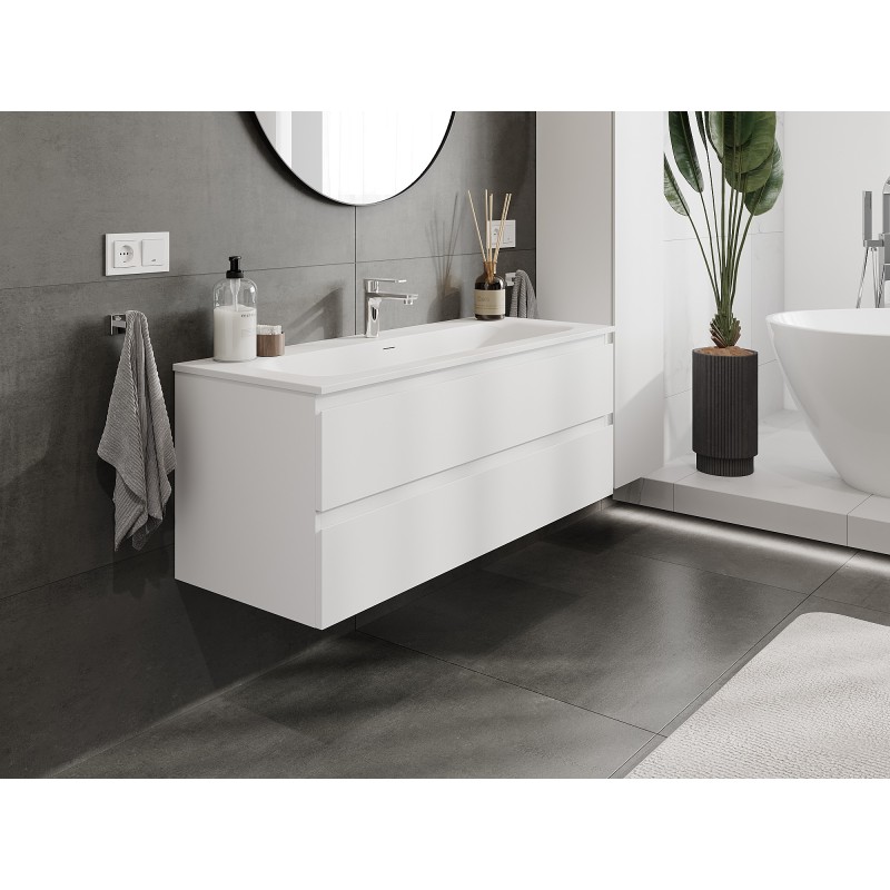 Mexen Orio armadietto da bagno 120 cm con lavabo Vela, 2 cassetti, bianco opaco - 91A10-12047-2-BFF01-W23M01