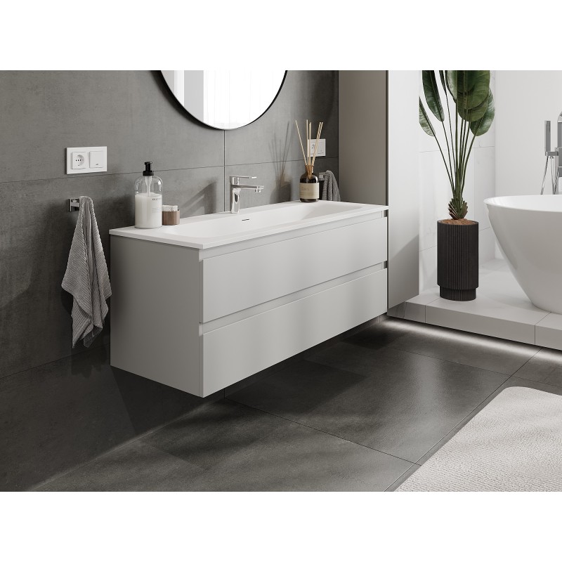 Mexen Orio mobile da bagno 120 cm con lavabo Vela, 2 cassetti, grigio opaco/bianco opaco - 91A10-12047-2-BFF62-W23M01