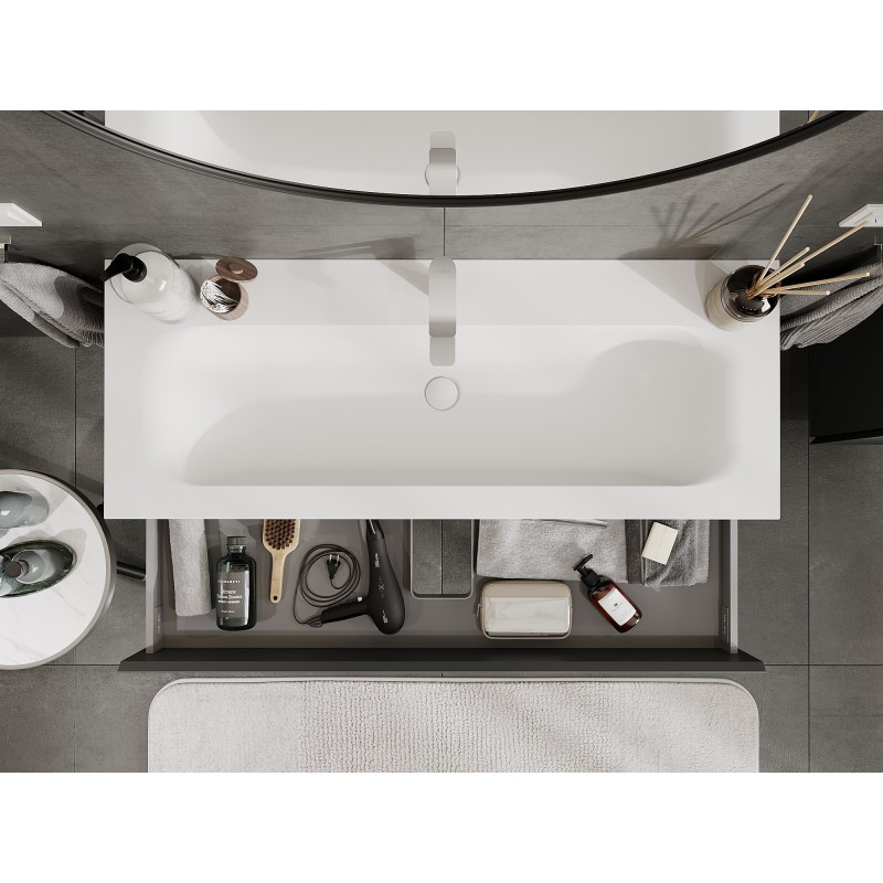 Mexen Orio mobile bagno 120 cm con lavabo Vela, 2 cassetti, grafite opaco/bianco opaco - 91A10-12047-2-BFF66-W23M01