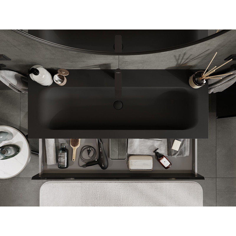Mexen Orio mobile bagno 120 cm con lavabo Vela, 2 cassetti, nero lucido/nero opaco - 91A10-12047-2-BFF70-W23M71