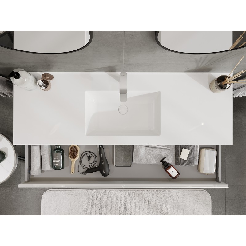 Mexen Orio mobile bagno 140 cm con lavabo Otis, 1 cassetto, bianco lucido - 91A10-14023-1-BF00-W18M00