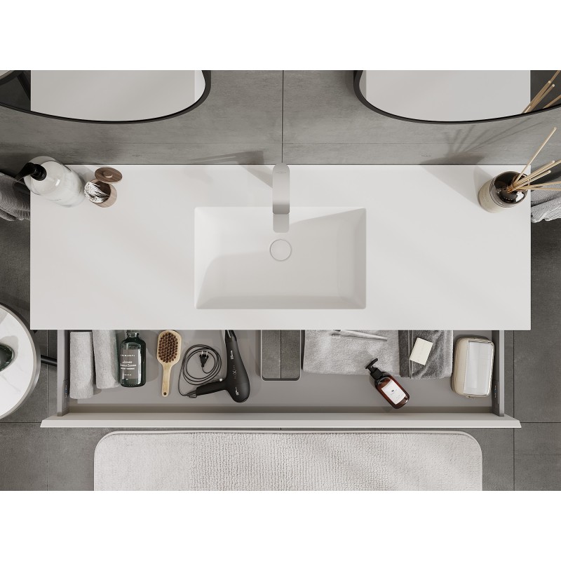 Mexen Orio mueble de baño de 140 cm con lavabo Otis, 1 cajón, blanco mate - 91A10-14023-1-BF01-W18M01