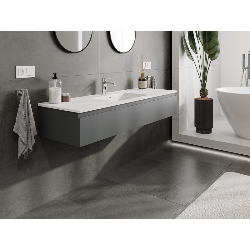 Mexen Orio mobile da bagno 140 cm con lavabo Otis, 1 cassetto, grafite opaco/bianco opaco - 91A10-14023-1-BF66-W18M01