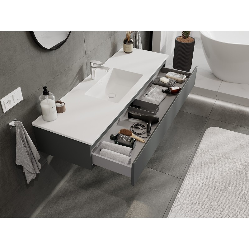 Mexen Orio mobile da bagno 140 cm con lavabo Otis, 1 cassetto, grafite opaco/bianco opaco - 91A10-14023-1-BF66-W18M01