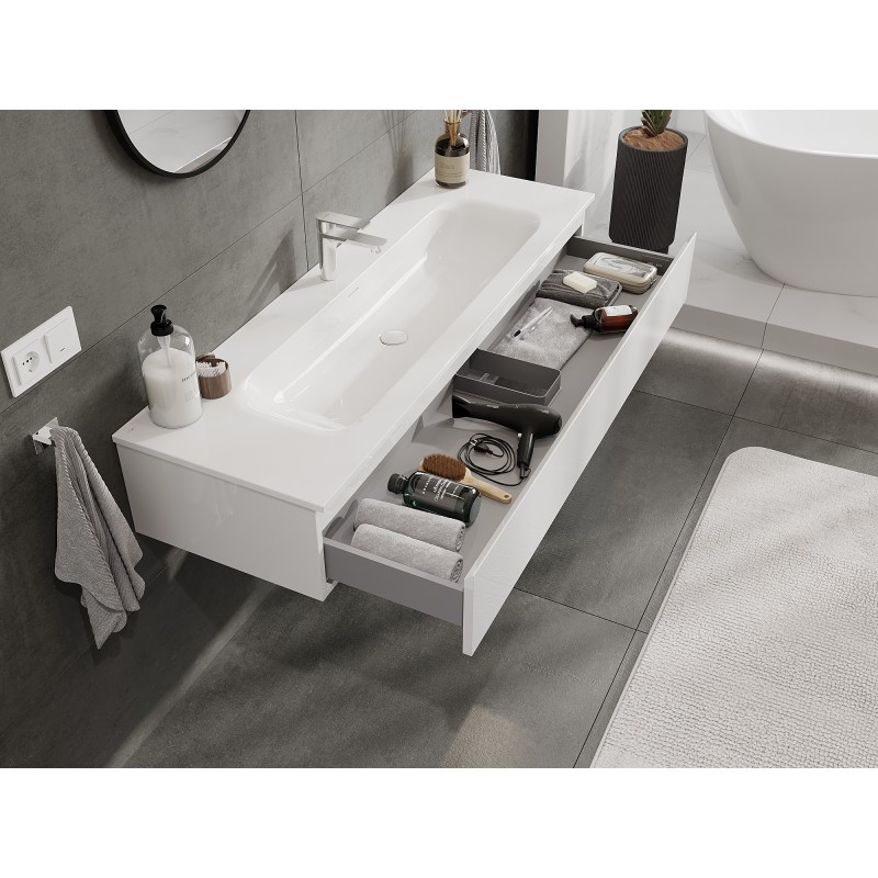 Mexen Orio mueble de baño 140 cm con lavabo Vela, 1 cajón, blanco brillo - 91A10-14023-1-BF00-W23M00