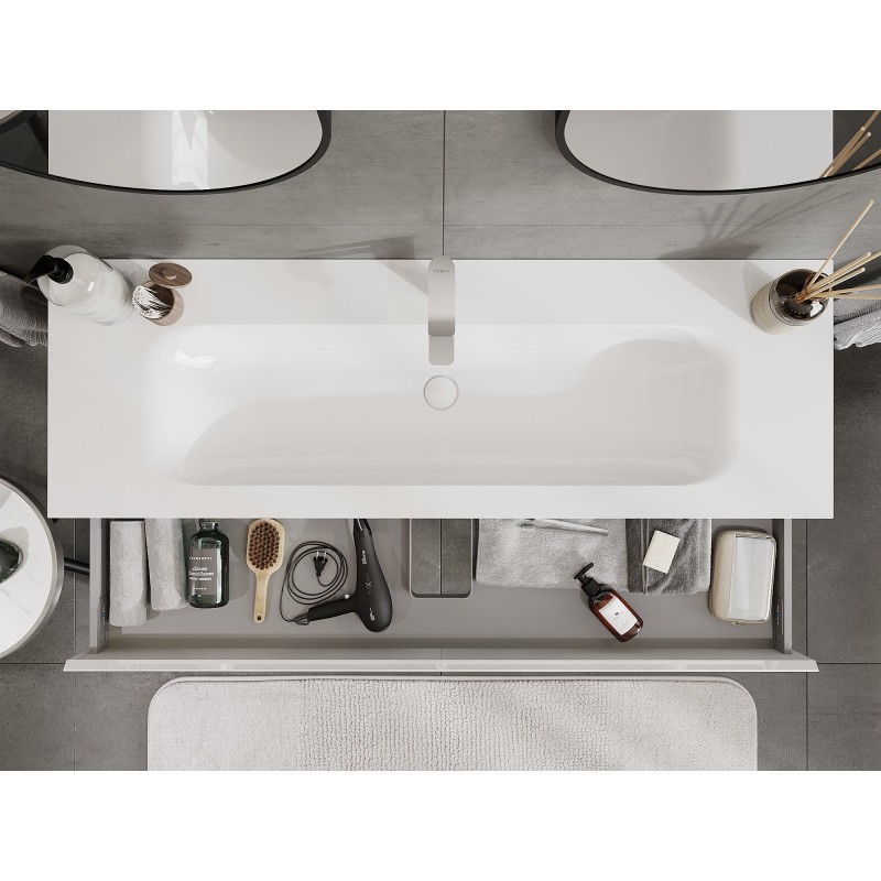 Mexen Orio mueble de baño 140 cm con lavabo Vela, 1 cajón, blanco brillo - 91A10-14023-1-BF00-W23M00
