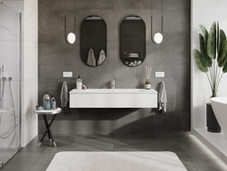 Mexen Orio Badezimmerschrank 140 cm mit Waschbecken Vela, 1 Schublade, weiß matt - 91A10-14023-1-BF01-W23M01