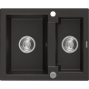 Mexen Carlos fregadero de granito de 1,5 senos 582 x 475 mm, negro/dorado metálico, sifón cromado - 6518581500-75