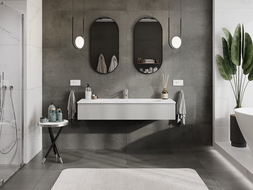 Mexen Orio meuble de salle de bain 140 cm avec lavabo Vela, 1 tiroir, gris mat/blanc mat - 91A10-14023-1-BF62-W23M01