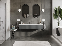 Mexen Orio meuble de salle de bains 140 cm avec lavabo Vela, 1 tiroir, graphite mat/blanc mat - 91A10-14023-1-BF66-W23M01