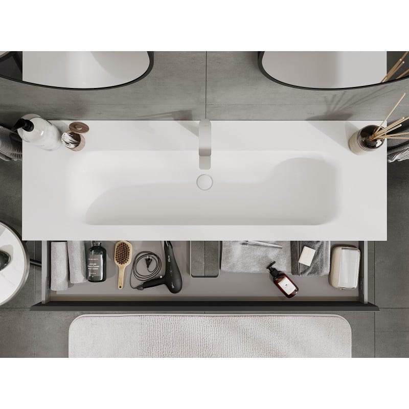 Mexen Orio mobile bagno 140 cm con lavabo Vela, 1 cassetto, grafite opaco/bianco opaco - 91A10-14023-1-BF66-W23M01