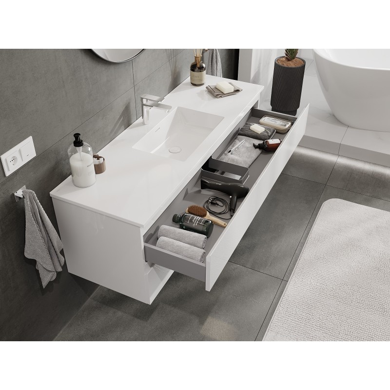 Mexen Orio armario de baño 140 cm con lavabo Otis, 2 cajones, blanco brillo - 91A10-14047-2-BFF00-W18M00