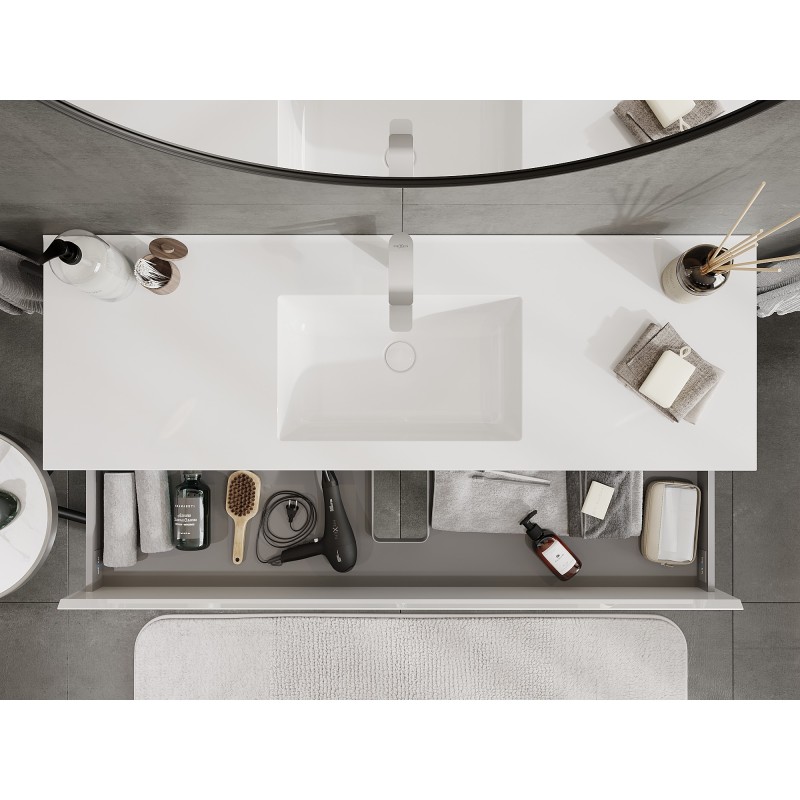 Mexen Orio meuble de salle de bains 140 cm avec lavabo Otis, 2 tiroirs, blanc brillant - 91A10-14047-2-BFF00-W18M00