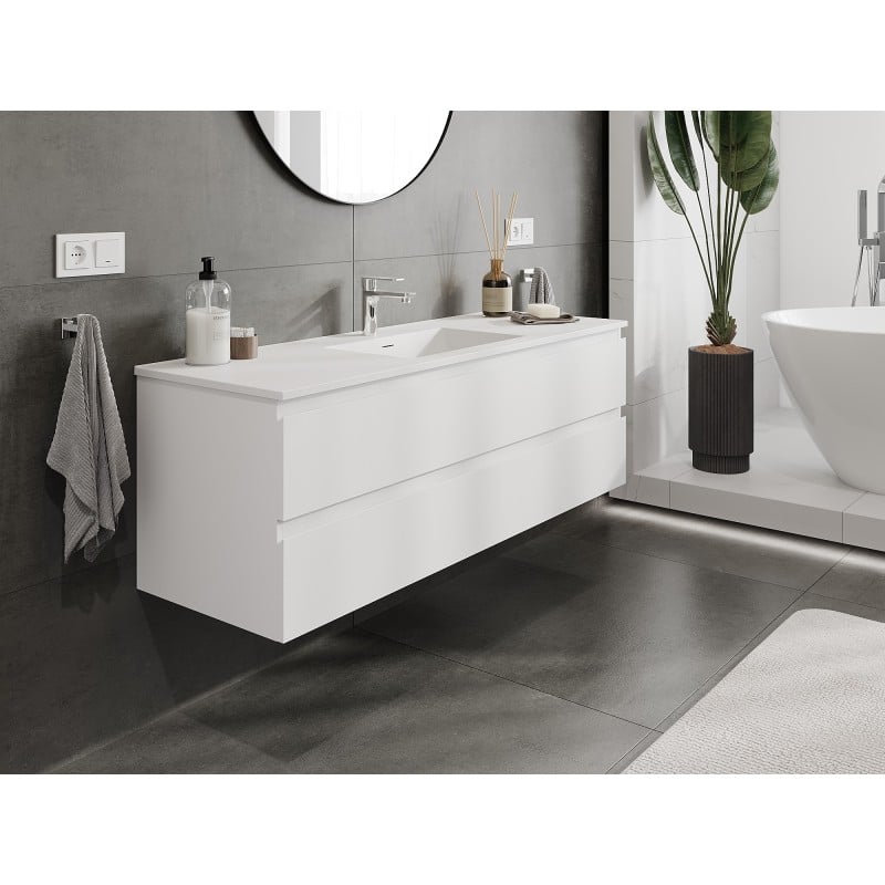 Mexen Orio meuble de salle de bains 140 cm avec lavabo Otis, 2 tiroirs, blanc mat - 91A10-14047-2-BFF01-W18M01