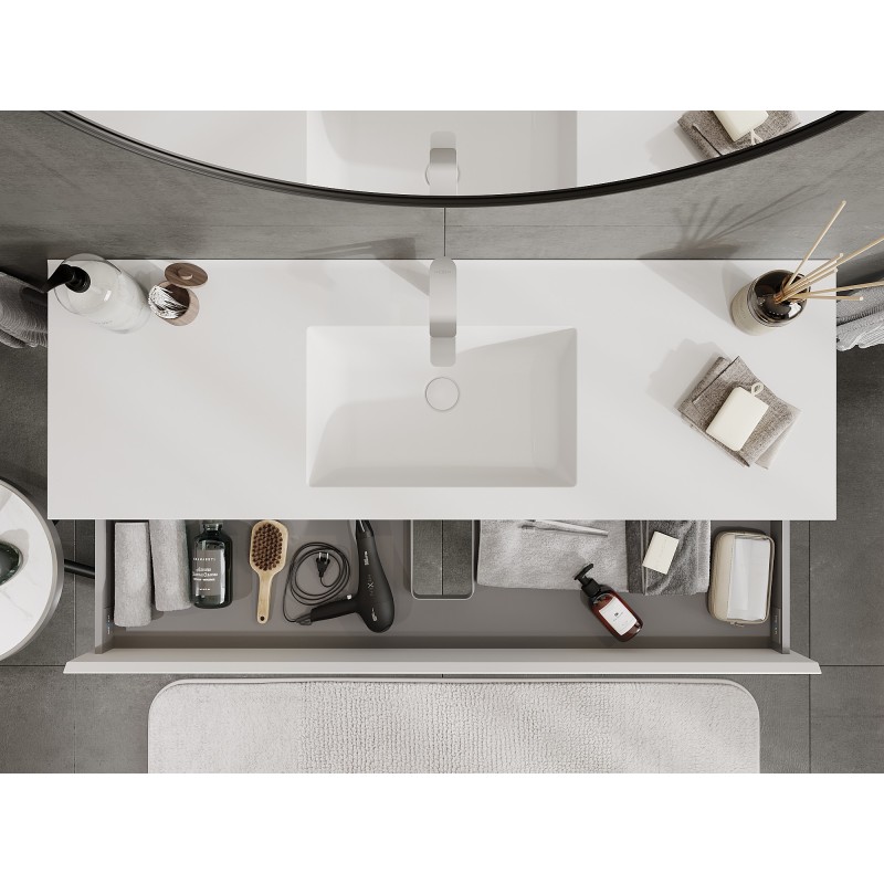 Mexen Orio armário de casa de banho 140 cm com lavatório Otis, 2 gavetas, branco mate - 91A10-14047-2-BFF01-W18M01