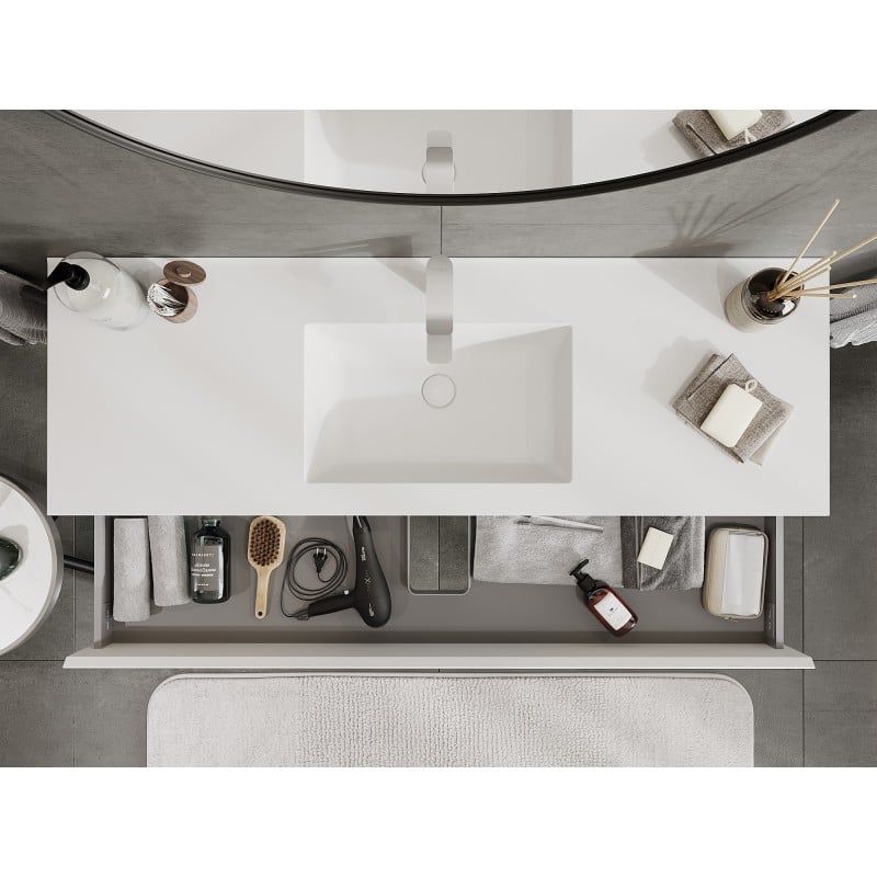 Mexen Orio meuble de salle de bains 140 cm avec lavabo Otis, 2 tiroirs, blanc mat - 91A10-14047-2-BFF01-W18M01