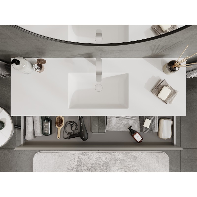 Mexen Orio armário de casa de banho 140 cm com lavatório Otis, 2 gavetas, cinza mate/branco mate - 91A10-14047-2-BFF62-W18M01