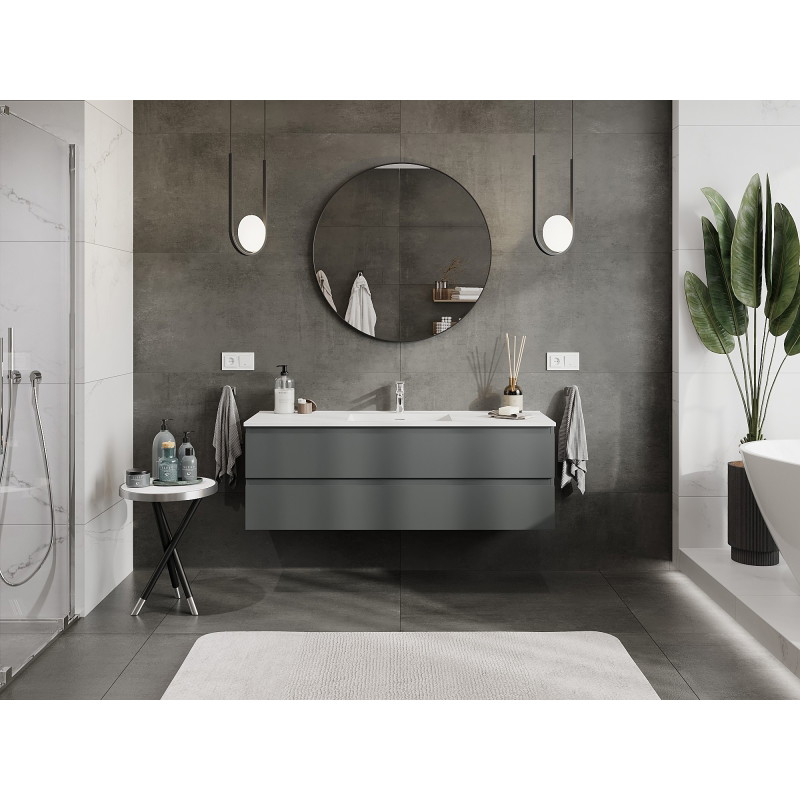 Mexen Orio mobile bagno 140 cm con lavabo Otis, 2 cassetti, grafite opaco/bianco opaco - 91A10-14047-2-BFF66-W18M01