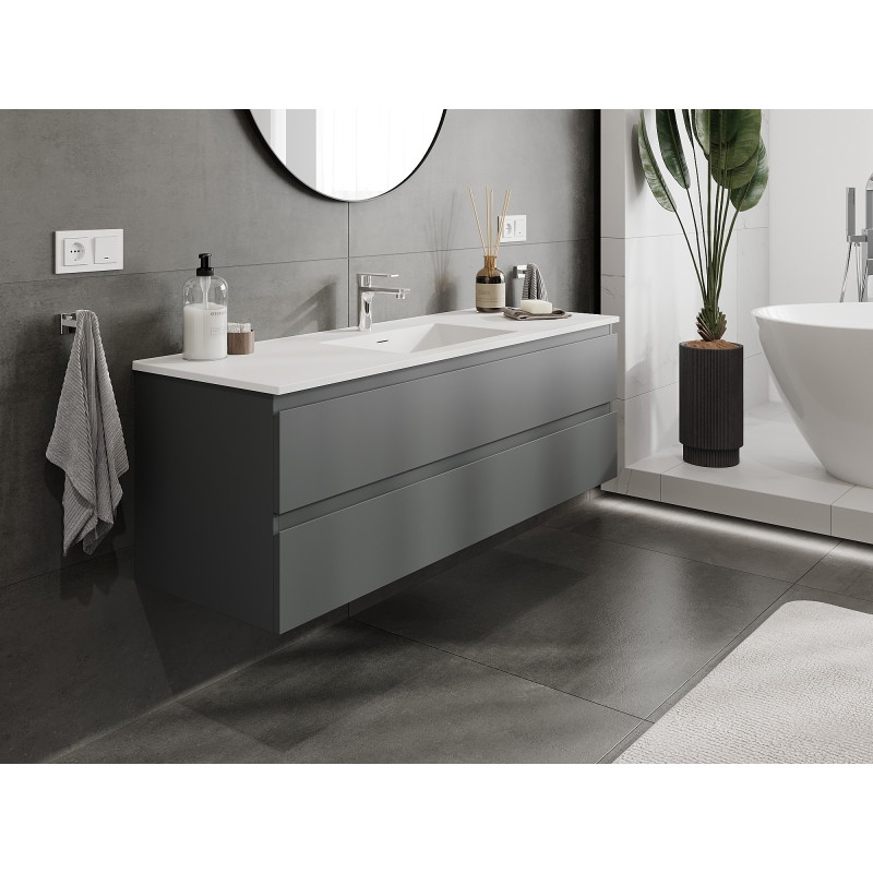 Mexen Orio mobile bagno 140 cm con lavabo Otis, 2 cassetti, grafite opaco/bianco opaco - 91A10-14047-2-BFF66-W18M01