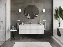 Mexen Orio badrumsskåp 140 cm med handfat Vela, 2 lådor, vit högblank - 91A10-14047-2-BFF00-W23M00