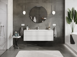 Mexen Orio kylpyhuonekaappi 140 cm pesualtaalla Vela, 2 laatikkoa, valkoinen kiilto - 91A10-14047-2-BFF00-W23M00