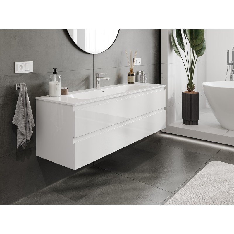 Mexen Orio armario de baño 140 cm con lavabo Vela, 2 cajones, blanco brillo - 91A10-14047-2-BFF00-W23M00