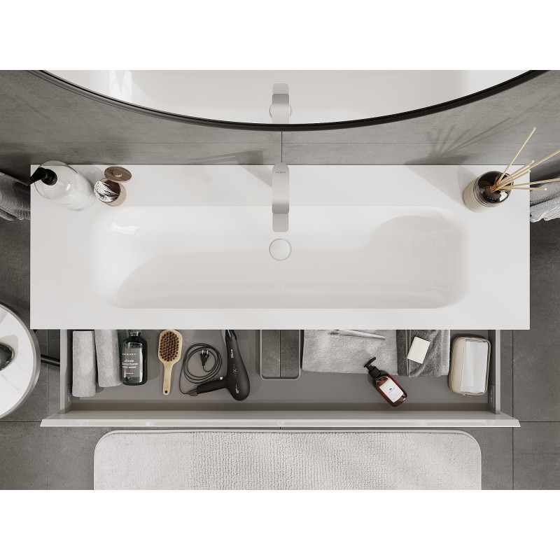 Mexen Orio armario de baño 140 cm con lavabo Vela, 2 cajones, blanco brillo - 91A10-14047-2-BFF00-W23M00