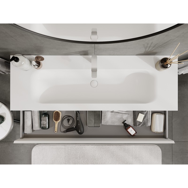 Mexen Orio armario de baño 140 cm con lavabo Vela, 2 cajones, blanco mate - 91A10-14047-2-BFF01-W23M01