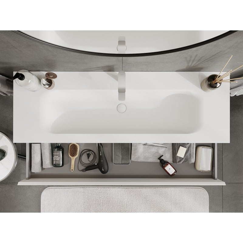 Mexen Orio meuble de salle de bain 140 cm avec lavabo Vela, 2 tiroirs, blanc mat - 91A10-14047-2-BFF01-W23M01