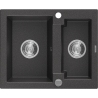 Mexen Carlos Granitspüle 1,5-Becken 582 x 475 mm, schwarzes gesprenkelt, Chrom-Siphon - 6518581500-76