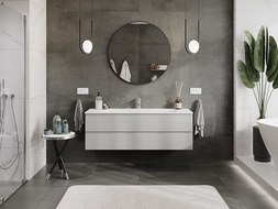 Mexen Orio meuble de salle de bains 140 cm avec lavabo Vela, 2 tiroirs, gris mat/blanc mat - 91A10-14047-2-BFF62-W23M01