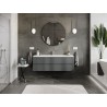 Mexen Orio Badezimmerschrank 140 cm mit Waschbecken Vela, 2 Schubladen, mattes Graphit/weiß matt - 91A10-14047-2-BFF66-W23M01