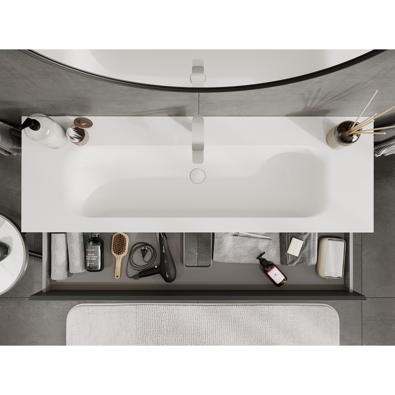Mexen Orio mobile da bagno 140 cm con lavabo Vela, 2 cassetti, grafite opaco/bianco opaco - 91A10-14047-2-BFF66-W23M01