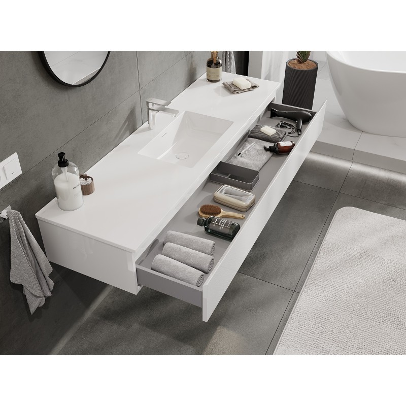Mexen Orio meuble de salle de bain 160 cm avec lavabo Otis, 1 tiroir, blanc brillant - 91A10-16023-1-BF00-W18M00