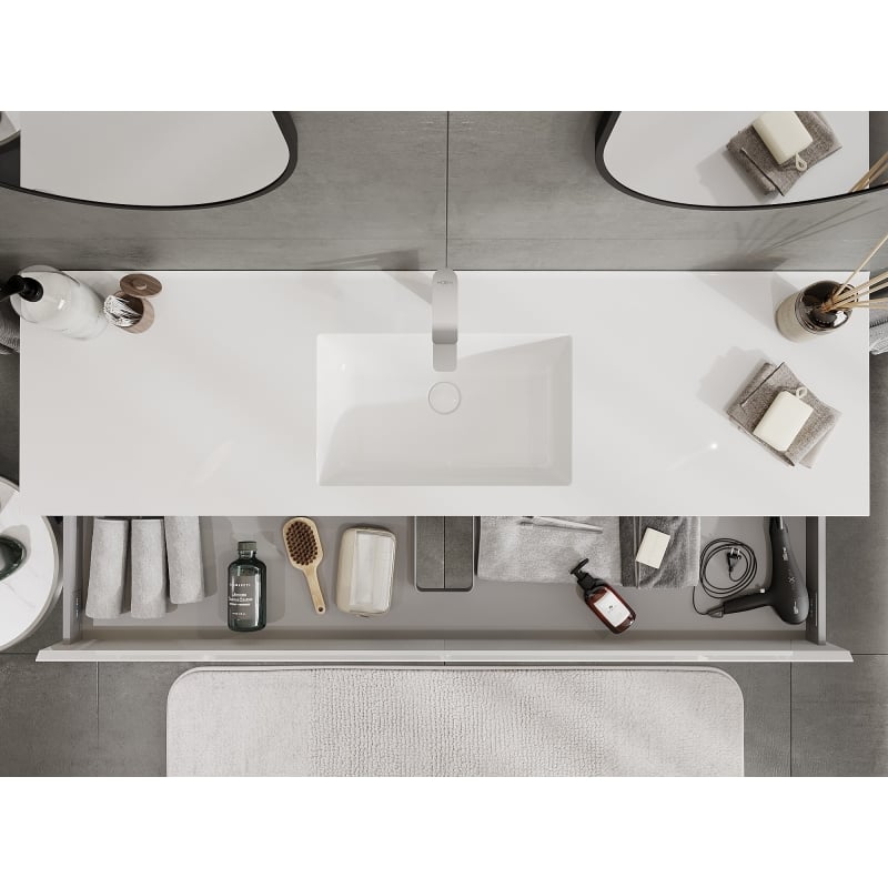 Mexen Orio bathroom cabinet 160 cm with Otis sink, 1 drawer, white gloss - 91A10-16023-1-BF00-W18M00