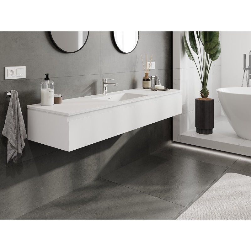 Mexen Orio armadietto da bagno 160 cm con lavabo Otis, 1 cassetto, bianco opaco - 91A10-16023-1-BF01-W18M01