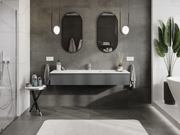 Mexen Orio badrumsskåp 160 cm med handfat Otis, 1 låda, grafit matt/vit matt - 91A10-16023-1-BF66-W18M01