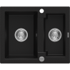 Mexen Carlos granite sink 1.5-bowl 582 x 475 mm, black, chrome siphon - 6518581500-77