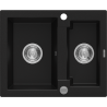 Mexen Carlos lavello in granito 1,5 vasche 582 x 475 mm, nero, sifone cromato - 6518581500-77