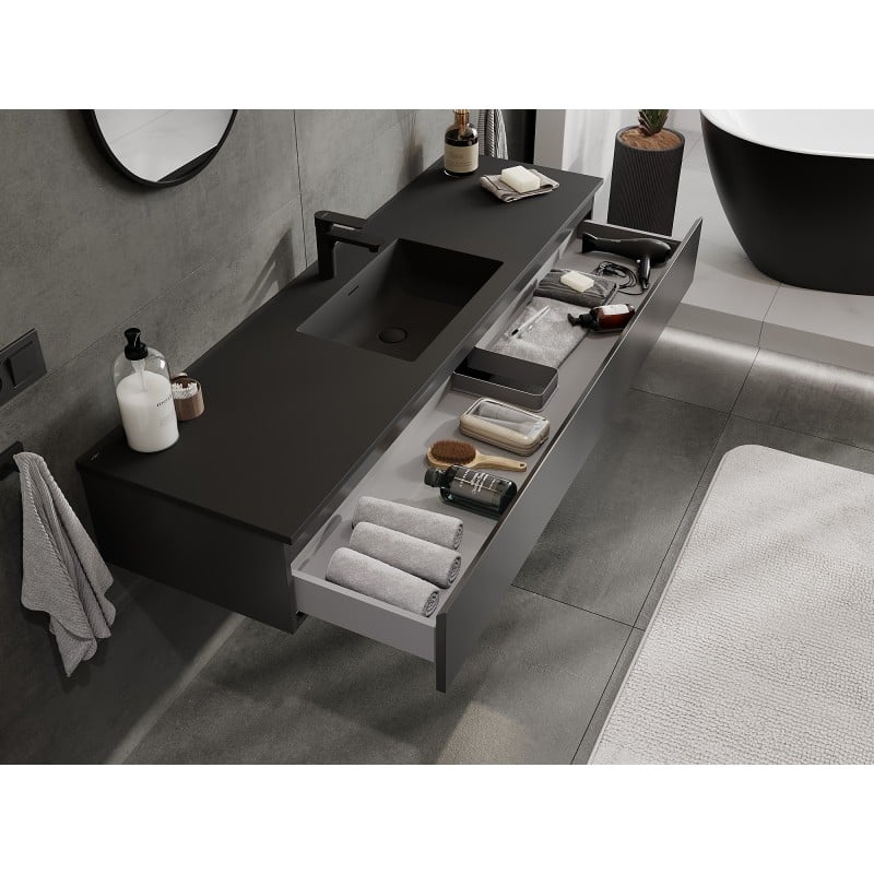 Mexen Orio ντουλάπι μπάνιου 160 cm με νιπτήρα Otis, 1 συρτάρι, μαύρο ματ