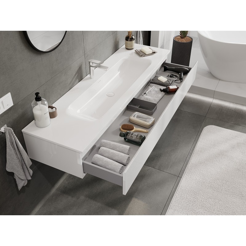 Mexen Orio gabinete de baño 160 cm con lavabo Vela, 1 cajón, blanco brillo - 91A10-16023-1-BF00-W23M00