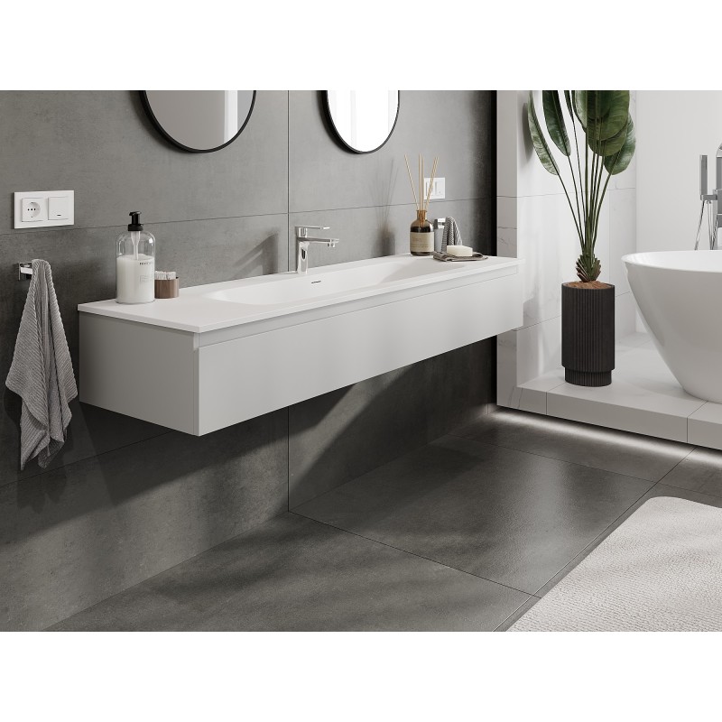 Mexen Orio armario de baño 160 cm con lavabo Vela, 1 cajón, gris mate/blanco mate - 91A10-16023-1-BF62-W23M01