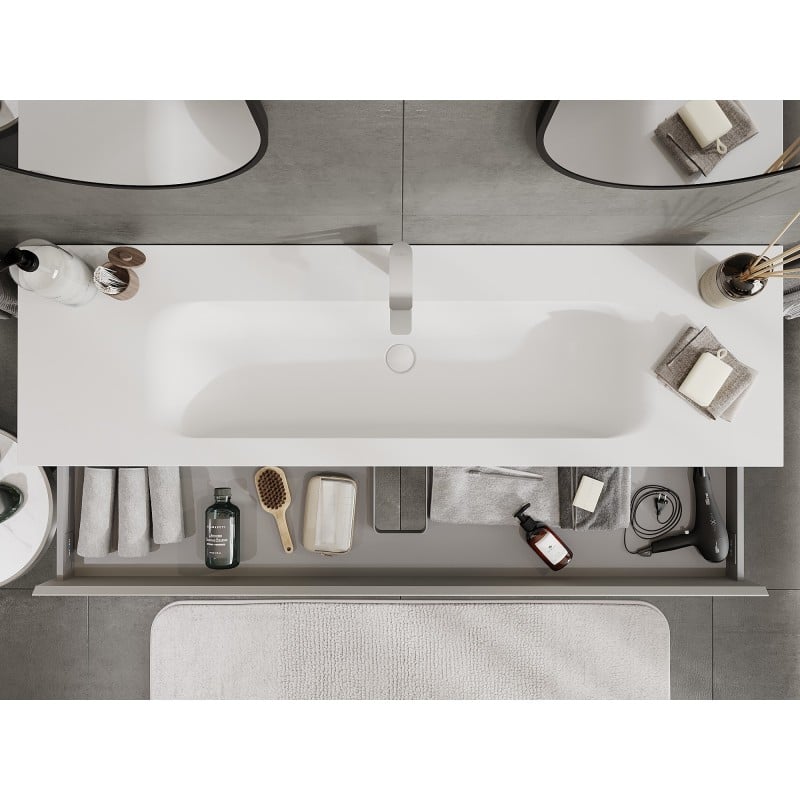 Mexen Orio armário de casa de banho 160 cm com lavatório Vela, 1 gaveta, cinza mate/branco mate - 91A10-16023-1-BF62-W23M01