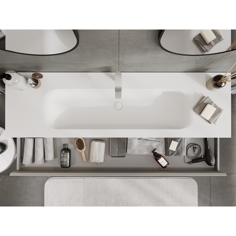 Mexen Orio badkamerkast 160 cm met wastafel Vela, 1 lade, grijs mat/wit mat - 91A10-16023-1-BF62-W23M01