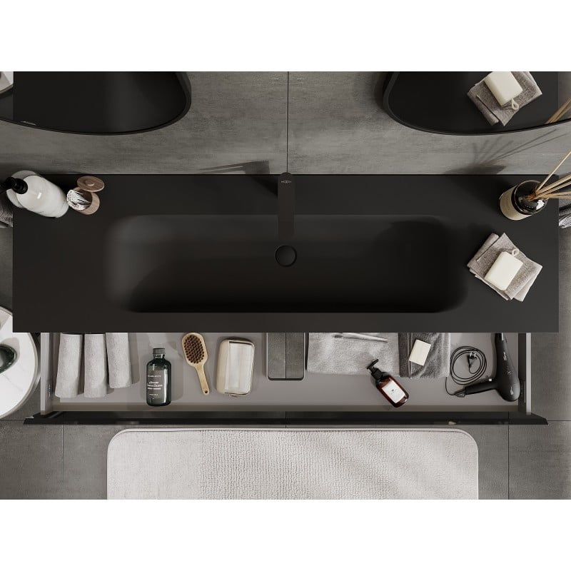 Mexen Orio ντουλάπι μπάνιου 160 cm με νιπτήρα Vela, 1 συρτάρι, μαύρο